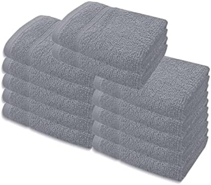 A & B TRADERS Premium Cotton Face Cloths Flannels Washcloth 12-Pack 500 GSM Ring Spun Soft Absorbent 30 x 30cm Towels (White)