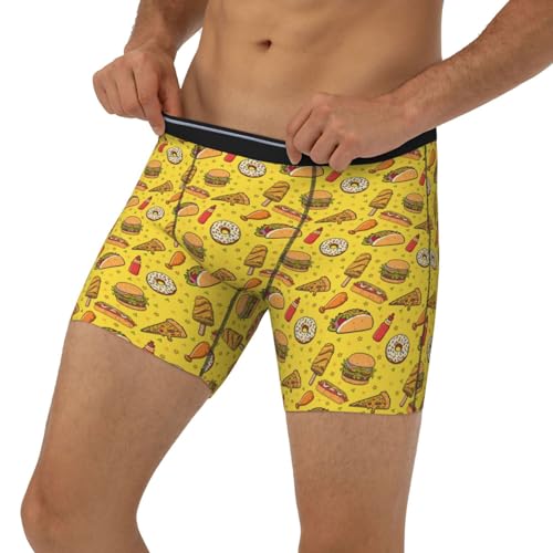 Vosery - Calzoncillos tipo bóxer de longitud extendida para hombre, lindas hamburguesas de salsa de tomate, suave, cómoda, ropa interior para hombre, Negro, XL