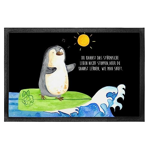 Mr. & Mrs. Panda 50 x 75 cm Fußmatte Pinguin Surfer - Geschenk, Haustürmatte, Wellen, Portugal,...