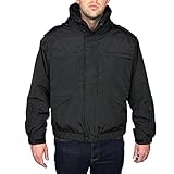 LA Police Gear LAPG Men's Waterproof 5-in-1 Heavy Duty Jacket, All-Weather, Durable & Versatile Rain Uniform Jacket - Black - Medium