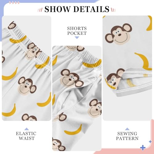 ZZXXB Lovely Monkey Banana Boys Long Pants Soft Trousers Elastic Waist Kids Lounge Bottoms with Pockets S-XL4