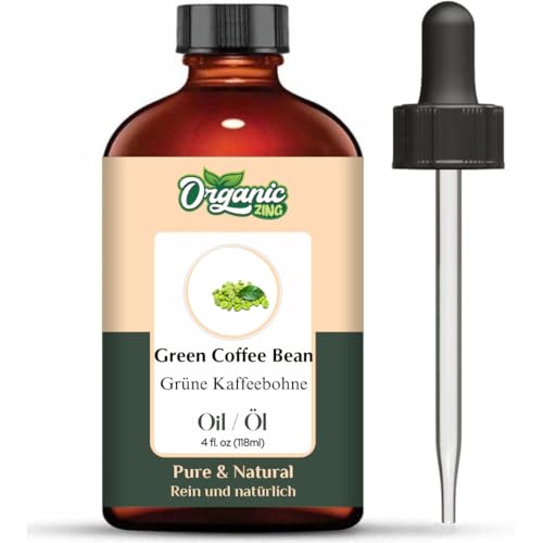 Organic Zing Aceite de grano de café verde – 118 ml / 3,99 oz | Aceite de transporte puro y natural para el cuidado del cabello, formulaciones cosméticas y de cuidado del cabello | prensado en frío
