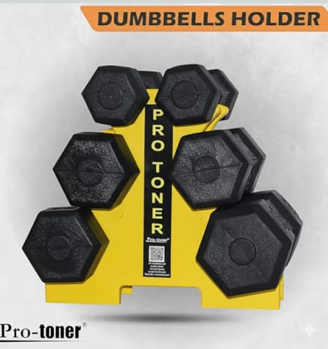 Image of Protoner PVC Dumbbell Rack for 3 Pairs, 20 kg Weight Capacity (Yellow)