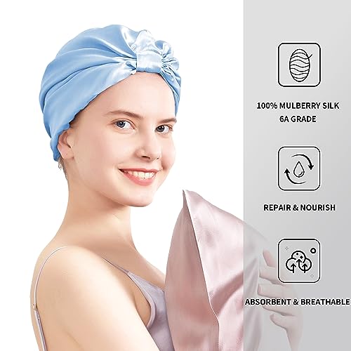 townssilk 100% Mulberry Silk Women Night Hat, 16 Momme Sleep Cap, Silk Shower Cap, Good for Hair Protects Hair - Image 2