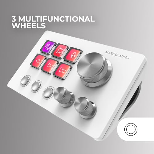 Control deck compact Mars Gaming MSD-Two blanc avec 6 touches LCD - 4