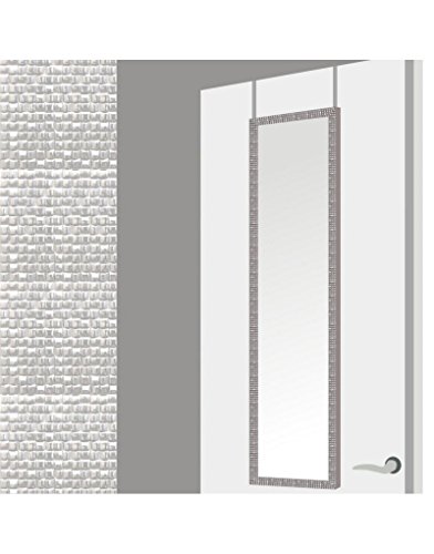 Espejo para Puerta Moderno, Plateado con Diseño de Baldosas, para Dormitorio, sin Agujeros (34,7cm X 1,5cm X 125cm) -Hogar y Más