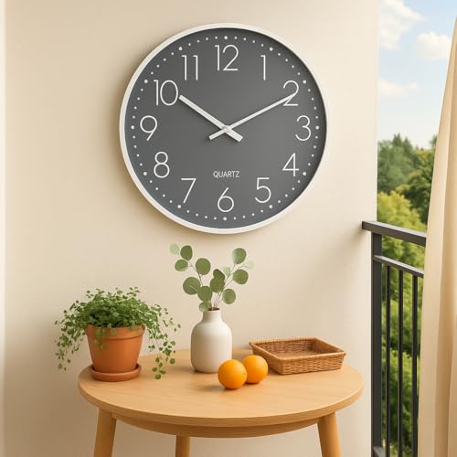 Image of Xtore Modern Round Wall Clock with Luxurious Minimal Finish (Pack of 1, Grey)