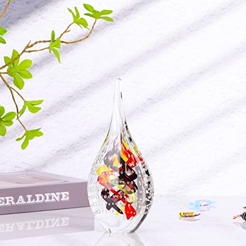 Lccck 9" H Abstract Glass Art Sea Wave Swirl Statue And Sculpture, Modern Art Aquarium Decor Accent, Hand Blown Glass Art Figurines, For Small Statues Decor For Shelves Table Top Decor #TOP4