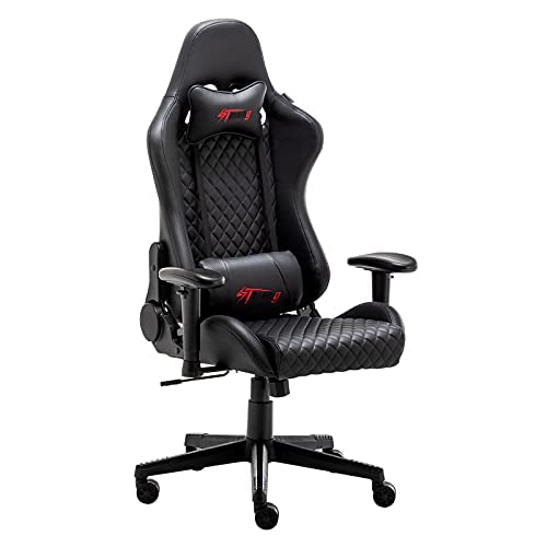 Gaming Chair High Back Reclining Ergonomic Computer Gaming Chair Racing Executive Office Chair Adjustable Swivel Task Chair With Headrest & Lumbar Swivel Recliner Adjustable Armrest Desk Chair(Black) #TOP13