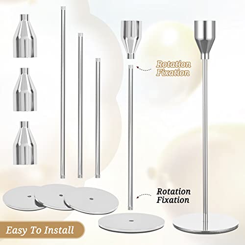 Set of 12 Silver Candle Holders, Metal Candle Holder Tapers Fit 3/4 Inch Pillar Candles, Elegant Decor for Dining Dating - Image 4