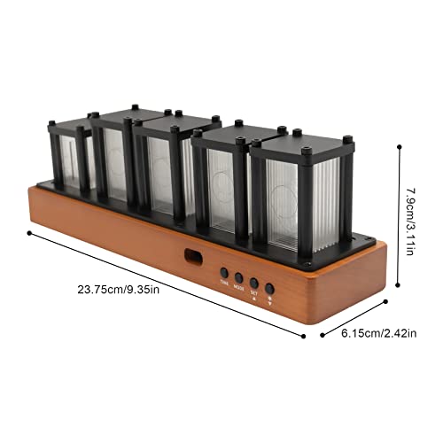 Kensyuint Digital Tube Desk Clock,Wood Rgb Digital Clock,Full-Color Led Digital Clock,Digital Tube Diy Desk Clock,For Living Rooms,Offices, Conference Rooms,Bedrooms Decor (Cherry Wood) #TOP1