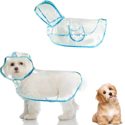SSyang Pet Raincoat, Raincoat for Dogs with Hood Waterproof for Small and Medium Dogs Adjustable Transparent Poncho Raincoat (M,Blue)