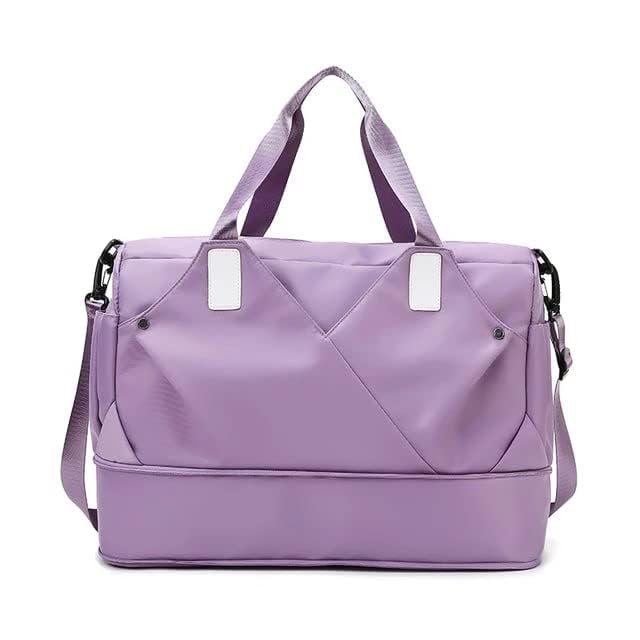 TORCHITNylon 44 Cm Imported Travel Duffle Bag for Women, Wet Separated Gym Tote Style Bag Expandable Travel Overnight Luggage Bag for Men Women Waterproof Sport Bag (PURPAL)
