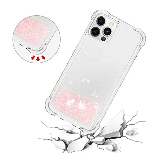 Compatible with iPhone 12 Pro Case Protective Liquid Glitter, Bling Sparkle Flowing Waterfall Liquid Back Cover Soft Rubber Protection Case Glitter Phone Case Scratch Compatible with iPhone 12 Pro