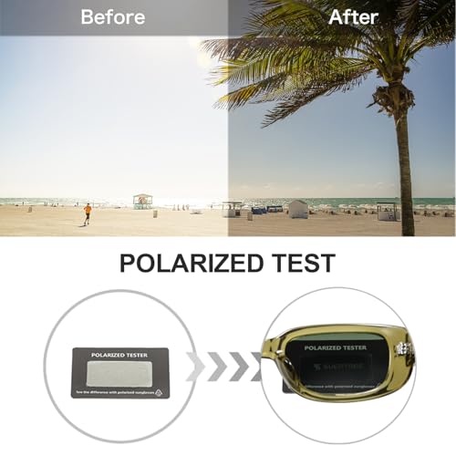Image of Trendy Rectangle Sunglasses Polarized Women Men Chunky Thick TR90 Frame Shade UV400 TAC Lens Lightweight