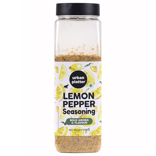 Urban Platter Lemon Pepper Seasoning Mix Shaker Jar, 500g (Sprinkle on Veggies, Salads and Anything of The Grill | Flavour Enhancer)
