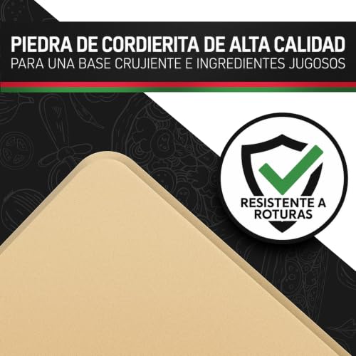 Miniatura 3 de Pizza Divertimento Piedra Para Pizza Para Horno Y Parrilla De Gas - De Cordierita - Con Pala Para Horno - Para Base Crujiente Y Agregado Jugoso