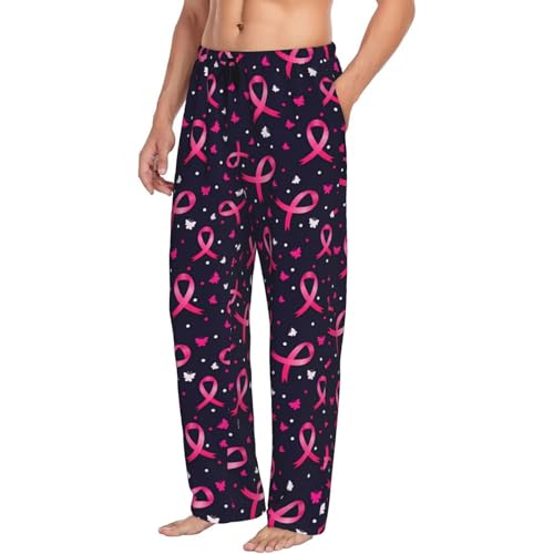 Breast Cancer Awareness Ribbon Men's Pajama Pants Drawstring Pajama Bottoms Comfy Sleepwear Lounge Pant With Pockets2