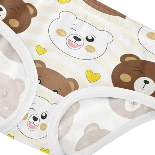 Toddler Underwear Floral 2t Cotton Little Girl Panties Flower Kids Undies Briefs Cute Cartoon Bear Brown White4