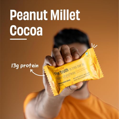 Image of The Whole Truth - Super Crunchy Millet Protein Bars 13G | All In One Pack of 5 (2 Almond Millet, 1 Hazelnut Millet, 1 Mocha Millet, 1 Peanut Millet) | Cleanest Snack Ever | No Refined Sugar