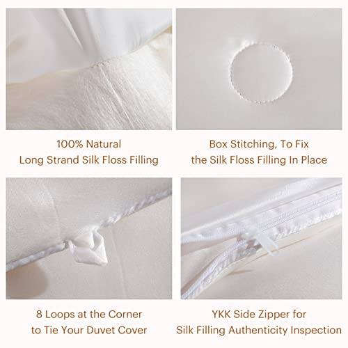 Lilysilk All Season Silk Comforter With Silk Shell 100% Mulberry Silk Duvet For Spring Summer Fall & Winter, California King(110X96 Inch,Silk Weight:2.25Kg) #TOP2