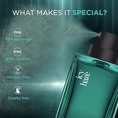 Image of Oshea EDP Perfume Icy Haze for Men 100ml | Long Lasting Fragrance with Fresh, Floral & Musky Notes | Up to 20% Perfume Oil Concentration | Ideal for Every Moment | Premium Gift for Him