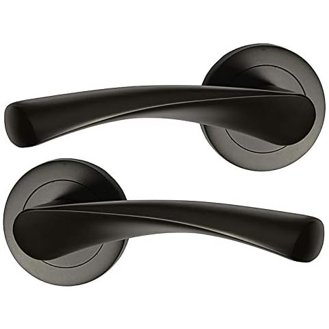 HANDLESTORE Matt Black Twist Lever Door Handle Set Cover