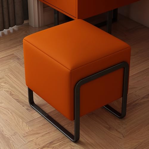 Banco para sofá cama y sala de estar en cuero tapizado naranja 3