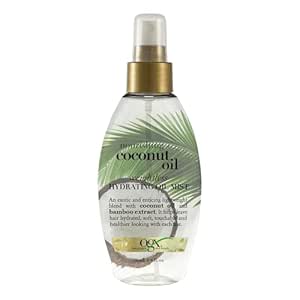 OGX Nourishing + Coconut Oil Weightless Hydrating Oil Hair Mist, Lightweight Leave-In Hair Treatment with Coconut Oil &amp; Bamboo Extract, Paraben &amp; Sulfate Surfactant-Free, 4 Fl Oz