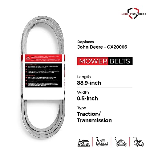 Image of GX20006 John Deere Drive Belt Replacement - Belt Length 88.9 inch - Heavy-Duty, Durable, Aramid Cord Drive Belt for D110, D140, L110, L111, L118, L120, LA115, LA125, LA130 Lawn Mowers & More