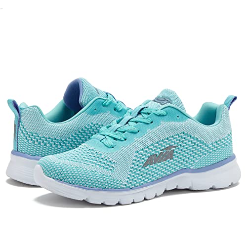 Avia Dive Lightweight Running Sneakers for Women with Memory Foam - Light Blue/Light Purple/Silver Grey, 8 Medium