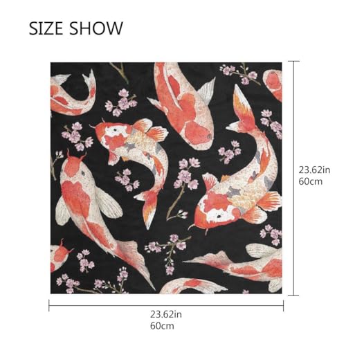 YETTASBIN Fashion Square Scarf for Women, Koi Fish Soft Lightweight Like Silk Head Scarf Breathable Hair Wraping Neckerchief Versatile Bandanas for Night Sleeping, 23.6"2