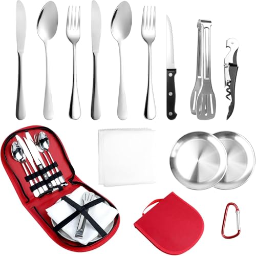 Kit de Couverts de Camping en Acier Inoxydable Durable et Ultra Léger