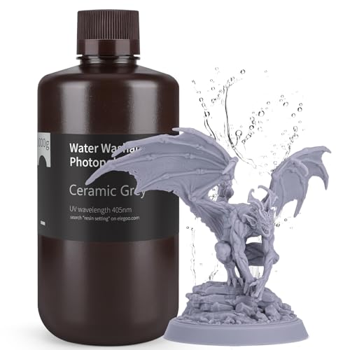 ELEGOO RÃ©sine Lavable Ã  l'Eau AmÃ©liorÃ©e 2.0, RÃ©sine 3D Ã  Durcissement UV 405 nm avec Faible Retrait et PrÃ©cision Plus ÃevÃ©e pour l'Impression 3D Imprimante 3D LCD, Gris CÃ©ramique 1kg