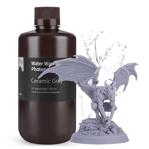 ELEGOO Resina Lavable con agua Mejorada 2.0, Resina Rápida para Impresora 3D Lavable con agua con Menor Contracción y Mayor Precisión para Impresora LCD/DLP/SLA/3D Gris 1000g