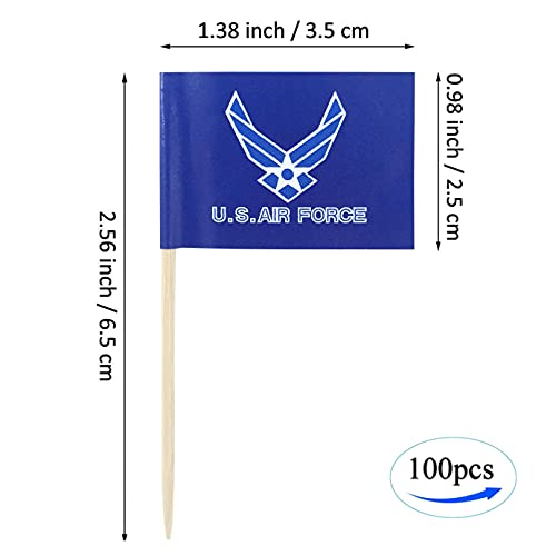 Jbcd 100 Pcs Us Air Force Wings Flags Toothpicks Army Force Flag Cupcake Toppers Decorations, Cocktail Toothpick Flag Cake Topper Picks Mini Small Flag Cupcake Pick Sticks #TOP1