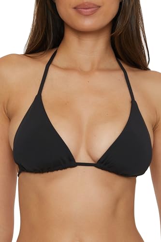 BECCA Women's Standard Color Code Triangle Bikini Top, Adjustable, Tie Back, Swimwear Separates, Black (A), Large
