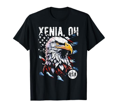Xenia OH Aigle patriotique USA Drapeau Style Vintage T-Shirt