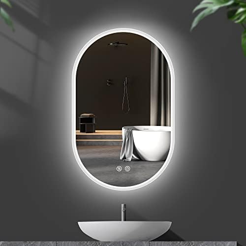 GETPRO 36 X 24 Inch Led Bathroom Mirror for Wall Mounted Oval Lighted Vanity Mirror with Lights Backlit Frameless Wall Mirror with Lights Anti-Fog 3000K/4500K/6500k Adjustable Dimmable Lighting