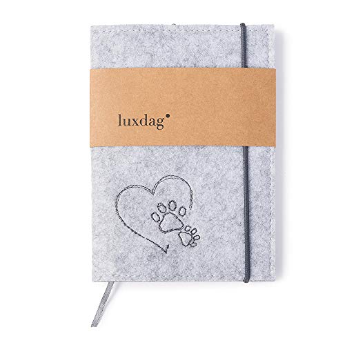 luxdag Heimtierausweis Hülle aus Filz für Reise & Transport (Farbe & Motiv wählbar) - EU Heimtierausweis Schutzhülle - Impfpasshülle - Schoner für Hundeausweis, Katzenausweis, Tierausweis