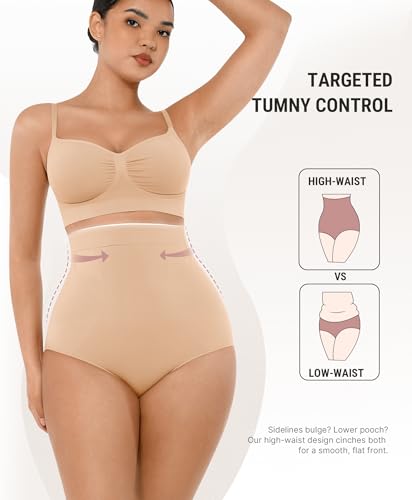 Image of FeelinGirl Body Shaper Tummy Control Shapewear Underwear High Waisted Shaping Briefs Panty Girdle