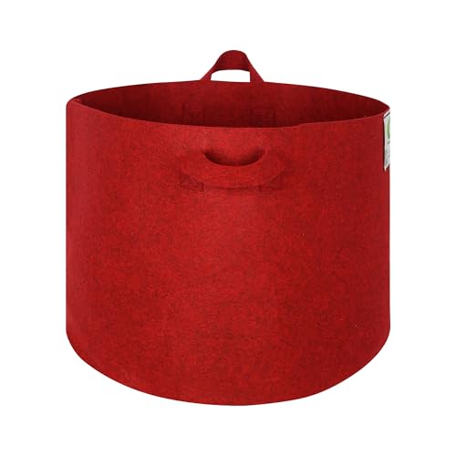 Image of Geo Fabric Grow Bags for Plants 18X15 Inch (Pack of 5) | 400 GSM Heavy Duty UV-Protected Round Maroon Colour Plant Bags for Terrace and Vegetable Gardening | Strong & Reusable|