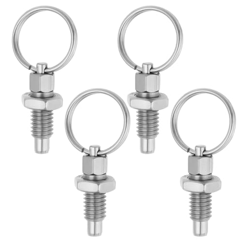 Be In Your Mind 4Pcs Spring Plunger Stainless Steel with Pull Ring Thread M6x1 Length 12mm Pin Outer Diameter 4mm Used in Chassis Cabinet Industrial Equipment