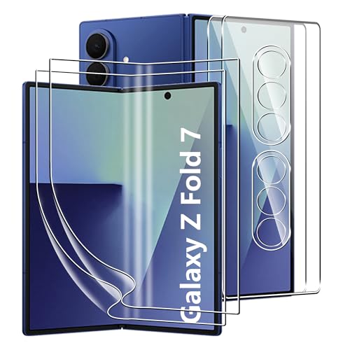 FDHYFGDY Protector Pantalla para Samsung Galaxy Z Fold 7 Cristal Templado, [2+2+2] protectora de pantalla interior de TPU+protectora Pantalla exterior+protectora de cámara, HD Clear,Anti Arañazos