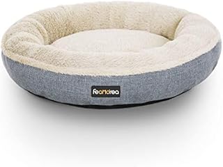 FEANDREA Dog Bed, Dog Sofa, Cat Bed, Donut Shape, Round, 55 cm Dia, Grey PGW55G