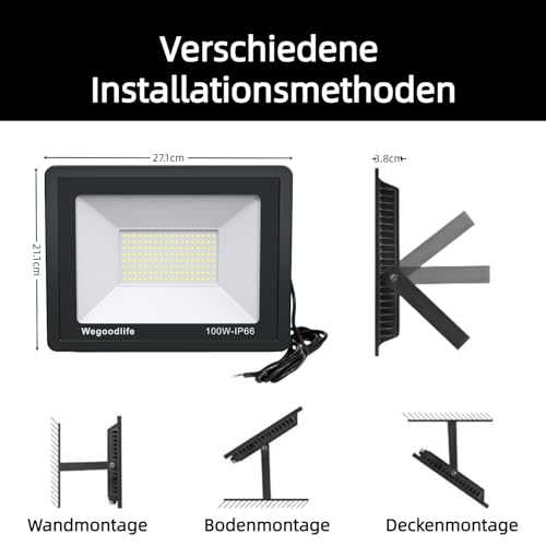 Projecteur LED Extérieur 100W Éclairage de Sécurité Cour et Jardin - 3