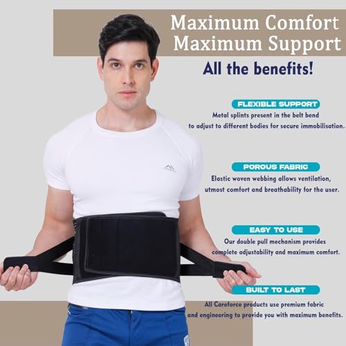 Image of ZEDAN Adjustable Lumbo Sacral Compression Belt for Men & Women | Hip, Waist & Lower Back Support Belt | Free Size Adjustable Back Support - Black