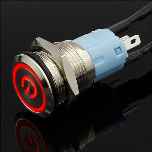 Botón metálico de 16mm con luz verde 48V para paneles y automoción