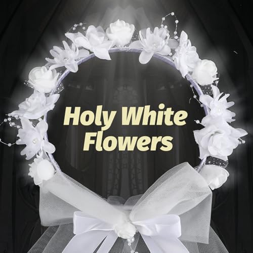 First Communion Veil and Gloves Set for Girls - Holy Catholic Veil for Girls 7-16 1st Chapel Church Communion Dress, White3