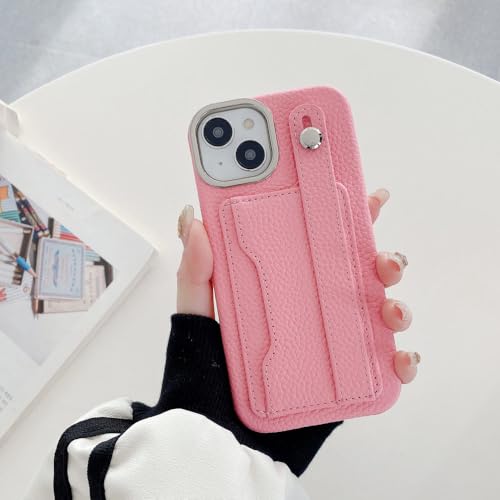 Étui de téléphone portefeuille résolvant l'encombrement avec bracelet rose iPhone 14 Plus